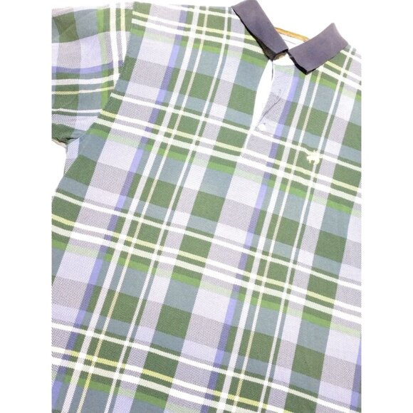 Brooks Brother Golden Fleece Men's Polo Shirt Size Large Green Plaid Short Sleev - Picture 1 of 6